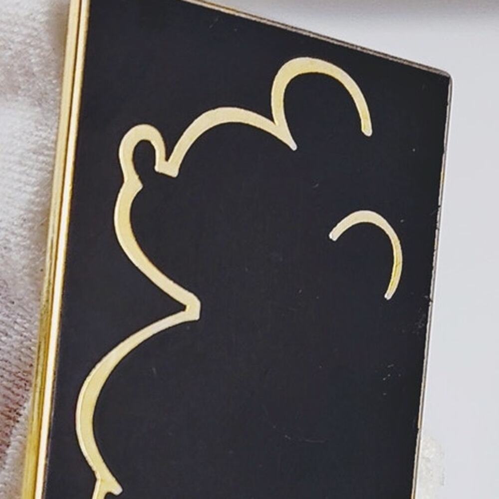 Disney Mickey Mouse Silhouette Black & Gold Rectangle Pin - Picture 3 of 6